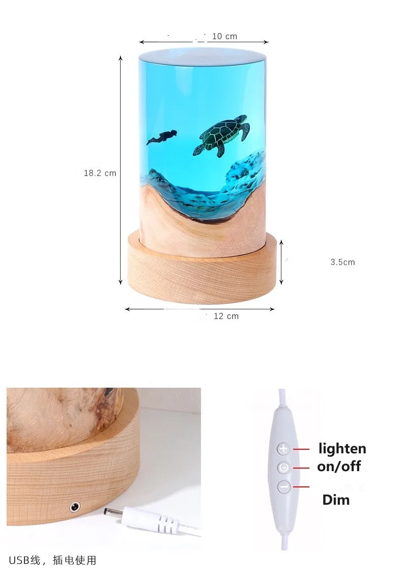 Resin Lamp Round Turtle